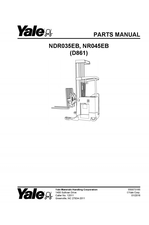 Yale D861 Parts Catalog (Parts Book)